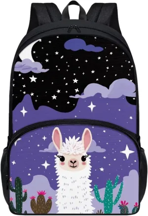 Alpaca Backpack for Girls Backpack Cute Large Space School Backpack Suitable for Age for Over 6 Years old Kids Elementary Bookbag Lightweight Travel Toddler Backpack