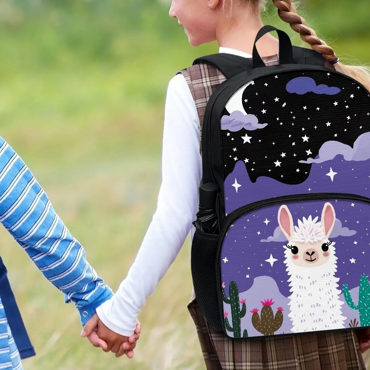 Alpaca Backpack for Girls Backpack Cute Large Space School Backpack Suitable for Age for Over 6 Years old Kids Elementary Bookbag Lightweight Travel Toddler Backpack
