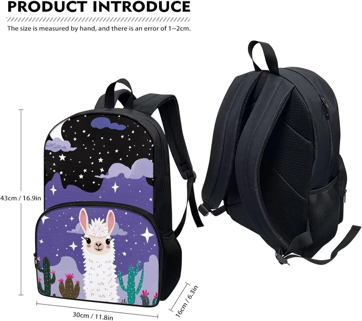Alpaca Backpack for Girls Backpack Cute Large Space School Backpack Suitable for Age for Over 6 Years old Kids Elementary Bookbag Lightweight Travel Toddler Backpack