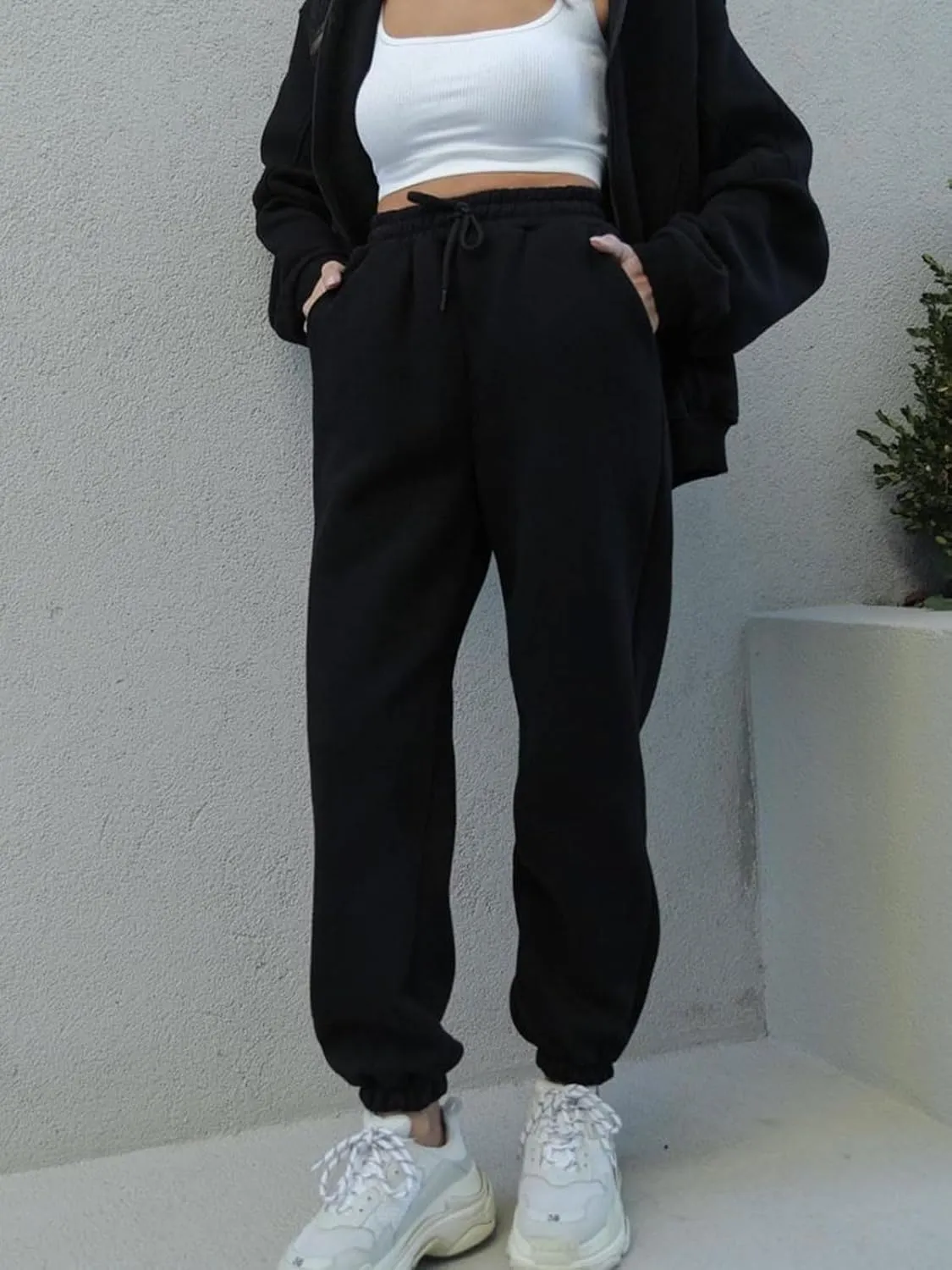 Alunzoem Sweatsuits for Women Set 2 Piece Outfits Long Sleeve Zip Up Jacket Oversized Sweatshirt Jogger Sweatpants Tracksuit