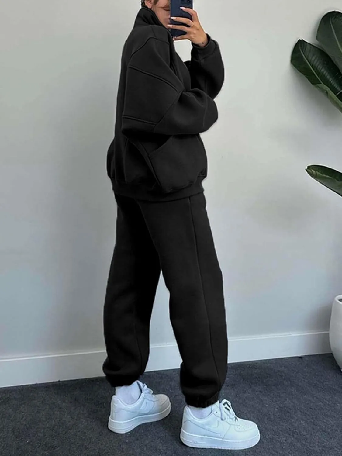Alunzoem Sweatsuits for Women Set 2 Piece Outfits Long Sleeve Zip Up Jacket Oversized Sweatshirt Jogger Sweatpants Tracksuit