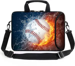 AMARY 15.4" 15.6" laptop sleeve chromebook case adjustable shoulder strap with handle accessory pocket for men women (Baseball)