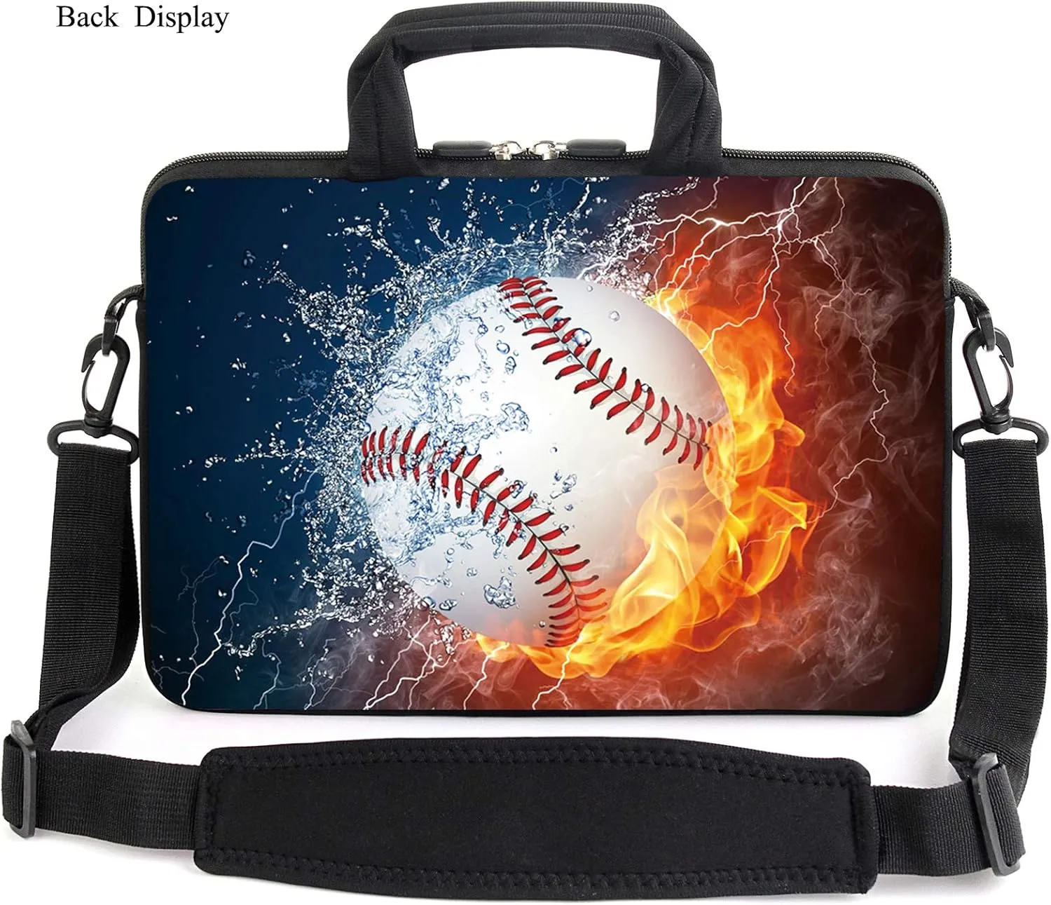 AMARY 15.4" 15.6" laptop sleeve chromebook case adjustable shoulder strap with handle accessory pocket for men women (Baseball)