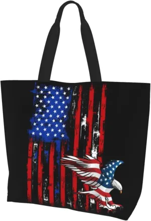 American Grocery Bag American Flag Shopping Bag America Handbag Bags American Tote Bag Flag Bags
