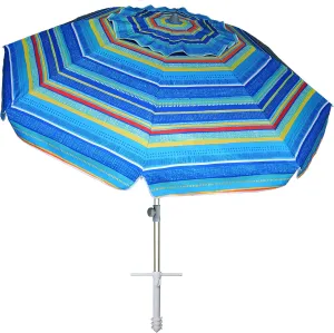 AMMSUN 7ft Heavy Duty Beach Umbrella with Sand Anchor, UV 50  Protection, Outdoor Sunshade, Carry Bag, Patio Garden, Pool Backyard, Multicolor Green