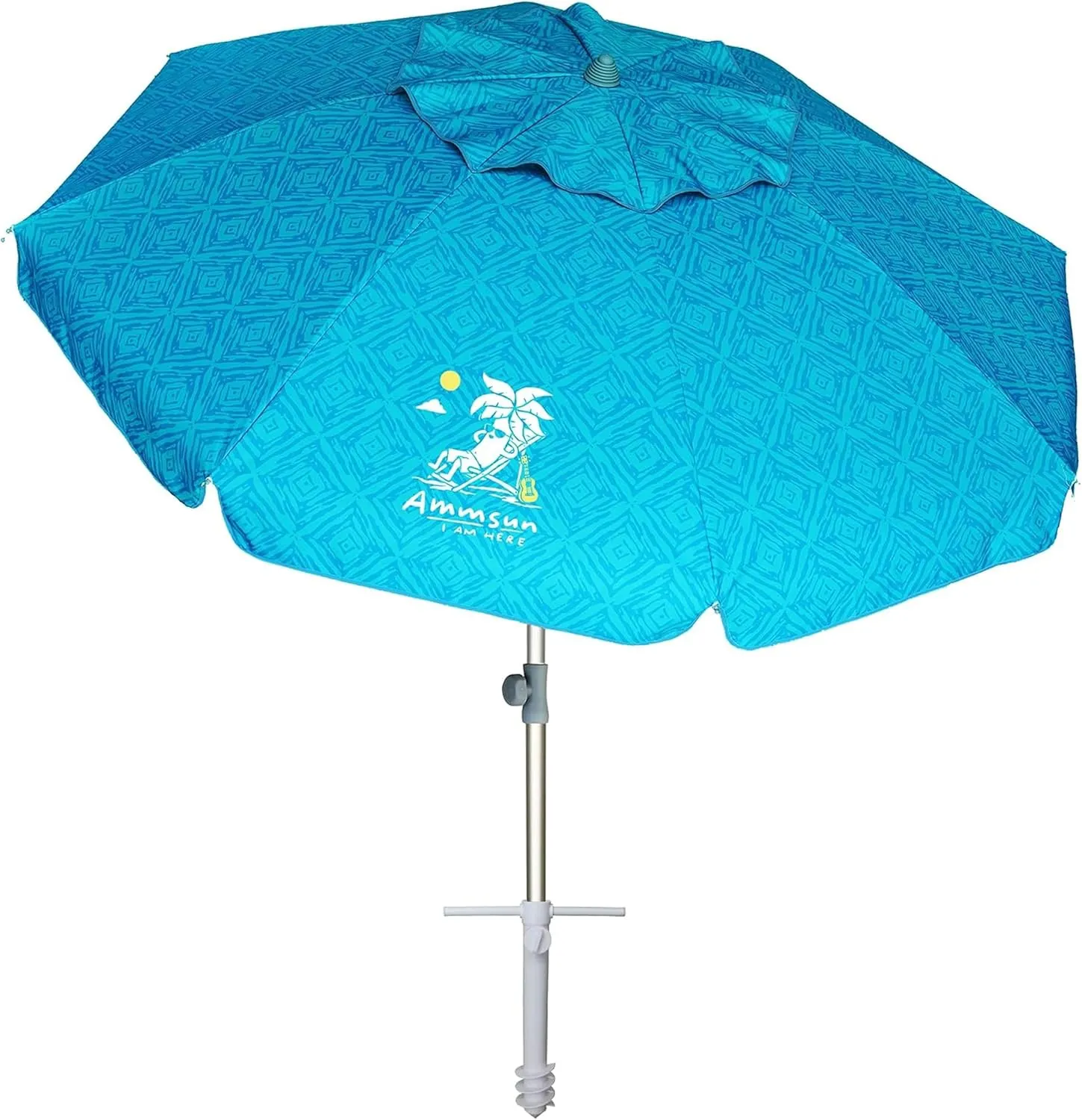 AMMSUN 7ft Heavy Duty High Wind Beach Umbrella with Sand Anchor & Tilt Sun Shelter UV 50  Protection Outdoor Sunshade Umbrellas Carry Bag for Patio Garden Pool Backyard Teal