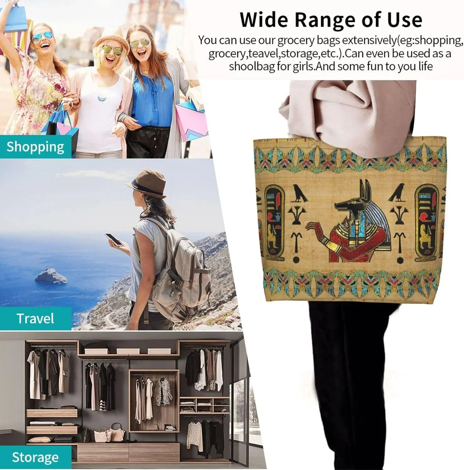 Ancient Egypt Grocery Bag Egypt Shoulder Bag Egyptian Grocery Bags Tote Shopping Bag Egypt Bag History Gifts