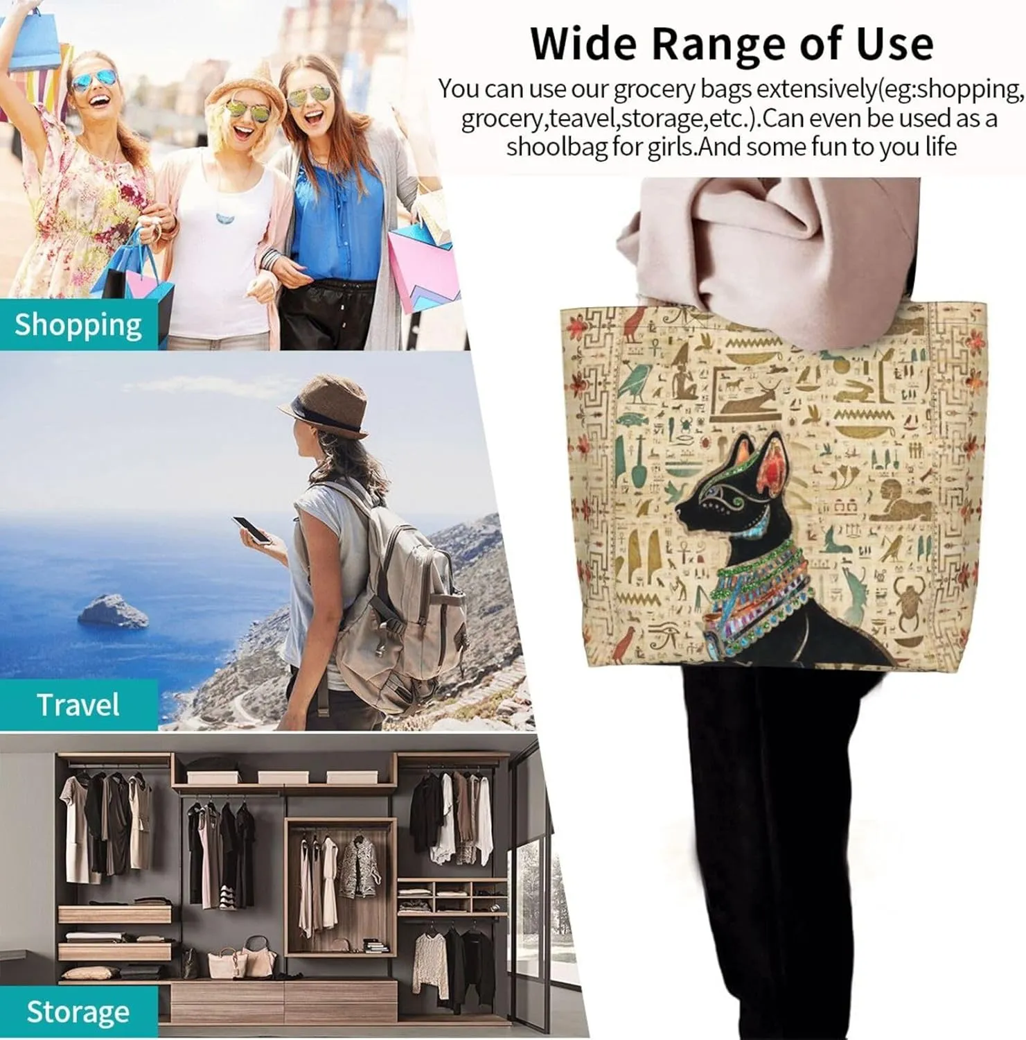 Ancient Egypt Grocery Bag Egypt Shoulder Bag Egyptian Grocery Bags Tote Shopping Bag Egypt Bag History Gifts