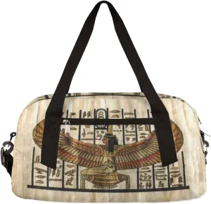 Ancient Religion Egyptian Parchment Gym Bag for Women and Men,Vintage Egypt Small Duffel Bag for Sports, Gyms, Yoga, Weekend Getaway, Travel Overnight Bag Workout Bag Dance Bag for Girls Boys Teen