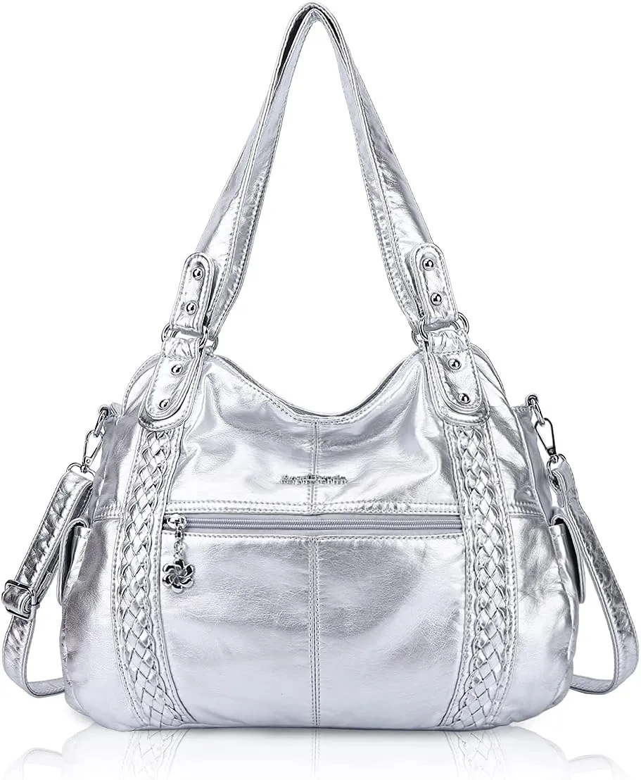 Angel Barcelo Roomy Fashion Hobo Womens Handbags Ladies Purse Satchel Shoulder Bags Tote Washed Leather Bag