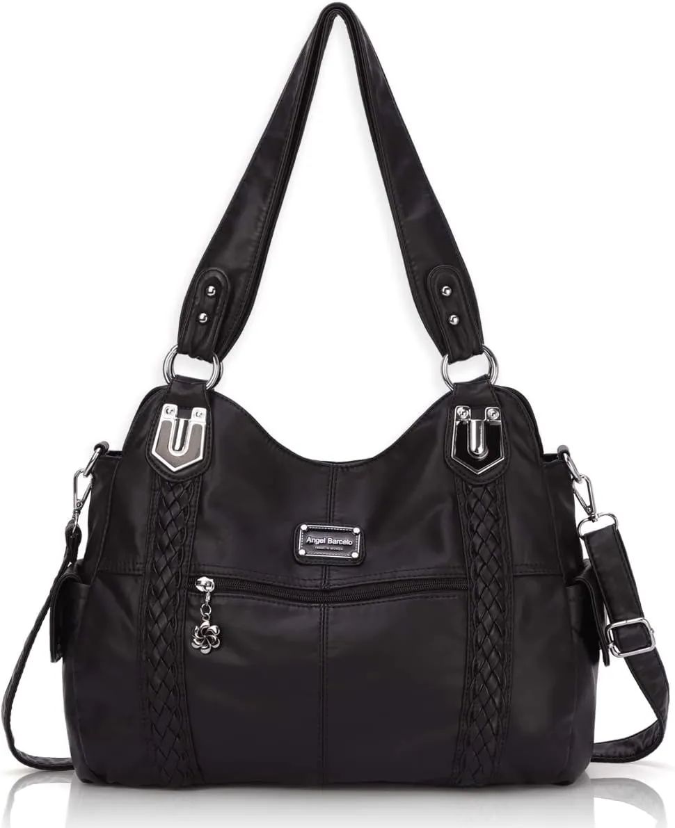 Angel Barcelo Roomy Fashion Hobo Womens Handbags Ladies Purse Satchel Shoulder Bags Tote Washed Leather Bag