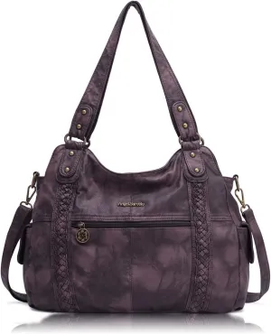 Angel Barcelo Roomy Fashion Hobo Womens Handbags Ladies Purse Satchel Shoulder Bags Tote Washed Leather Bag