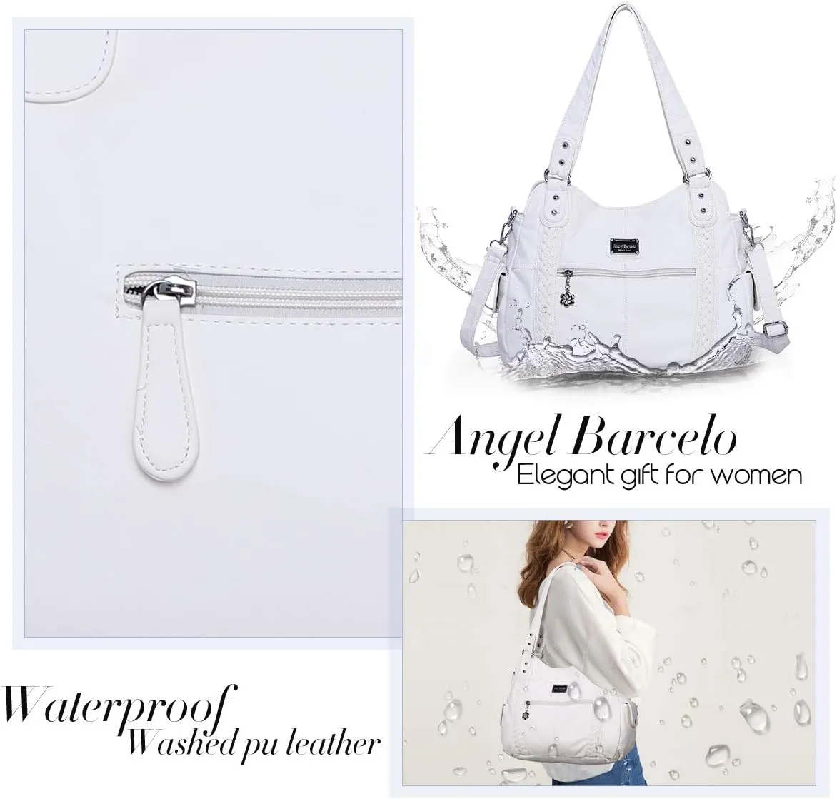 Angel Barcelo Roomy Fashion Hobo Womens Handbags Ladies Purse Satchel Shoulder Bags Tote Washed Leather Bag