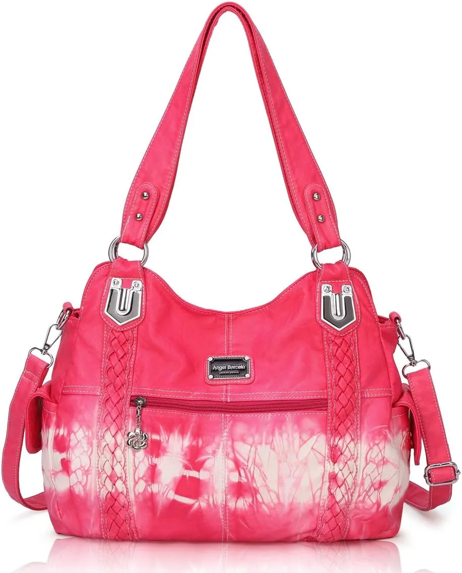 Angel Barcelo Roomy Fashion Hobo Womens Handbags Ladies Purse Satchel Shoulder Bags Tote Washed Leather Bag