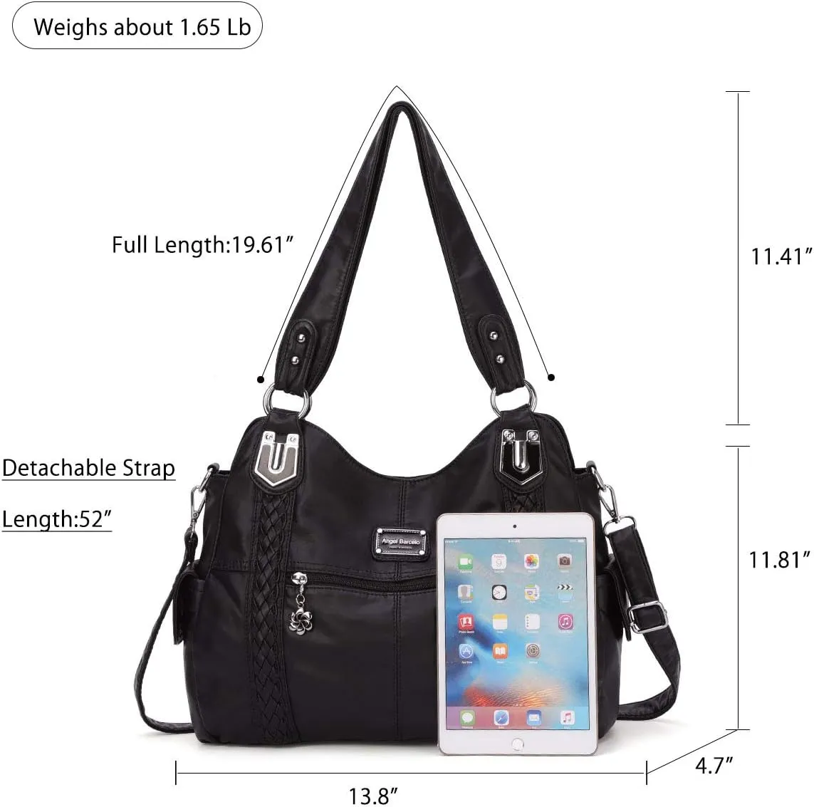 Angel Barcelo Roomy Fashion Hobo Womens Handbags Ladies Purse Satchel Shoulder Bags Tote Washed Leather Bag