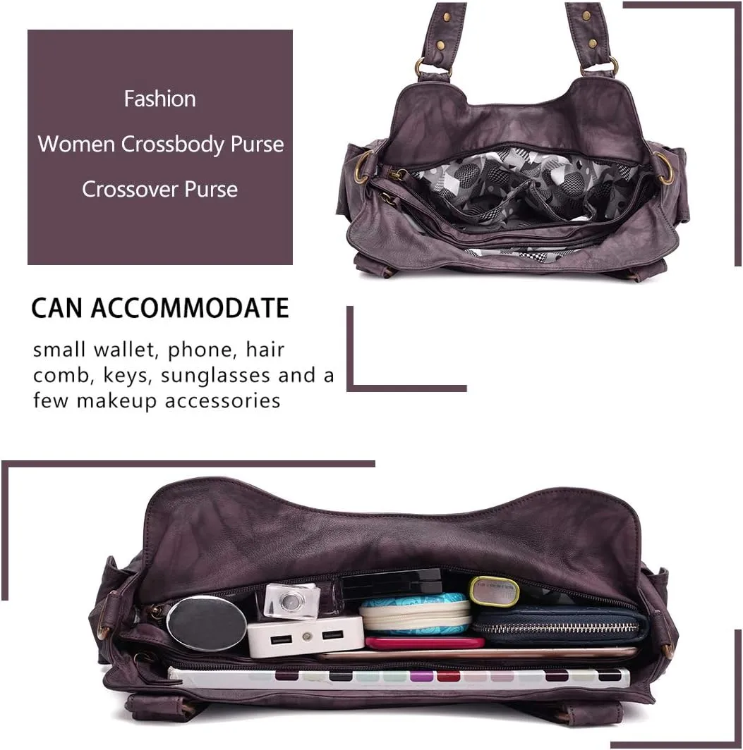 Angel Barcelo Roomy Fashion Hobo Womens Handbags Ladies Purse Satchel Shoulder Bags Tote Washed Leather Bag