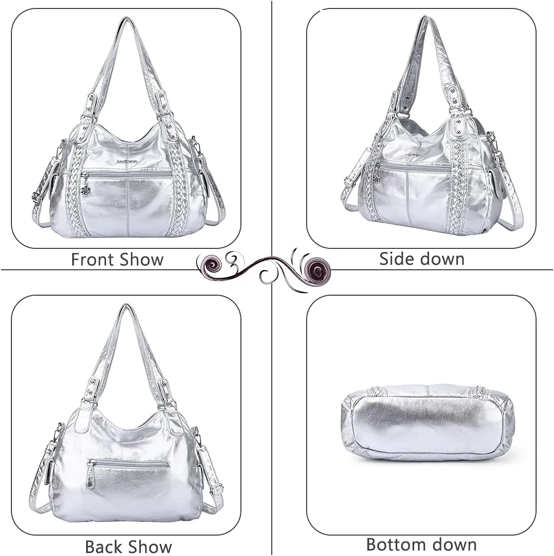 Angel Barcelo Roomy Fashion Hobo Womens Handbags Ladies Purse Satchel Shoulder Bags Tote Washed Leather Bag
