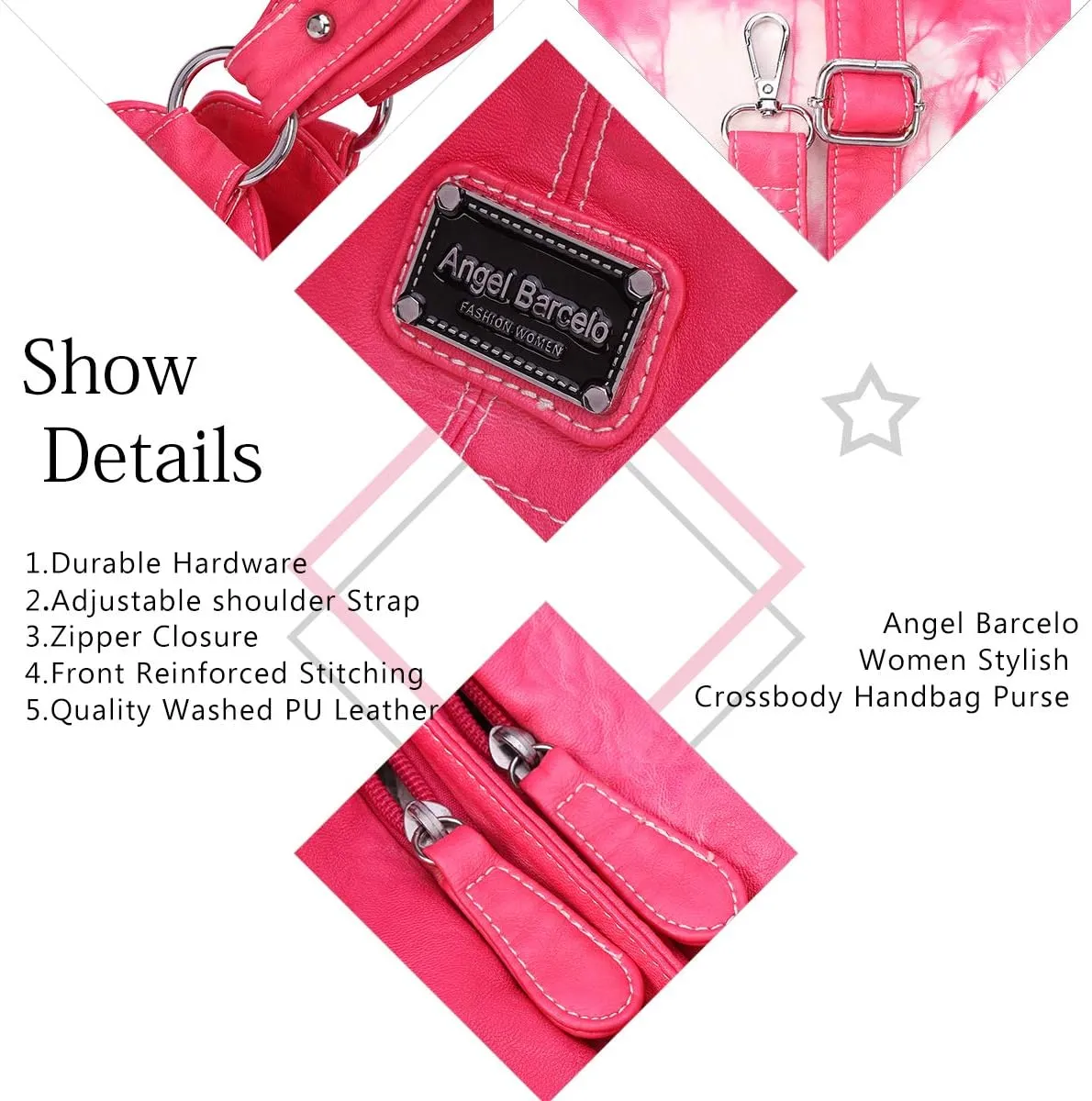 Angel Barcelo Roomy Fashion Hobo Womens Handbags Ladies Purse Satchel Shoulder Bags Tote Washed Leather Bag