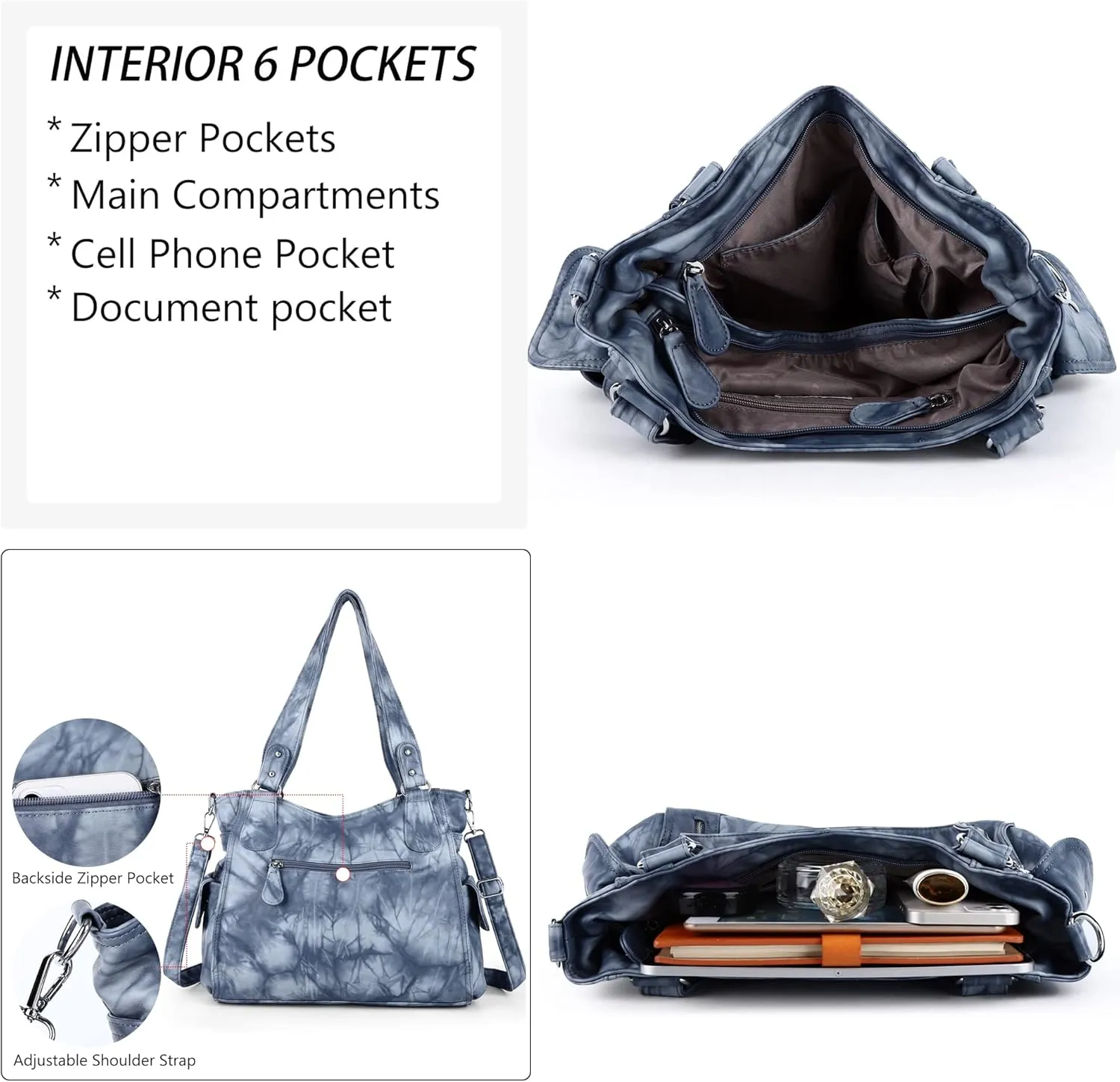 Angel Kiss Handbags for Womens Top-Handle Hobo Purse Roomy Casual Shoulder Bags PU Tote Satchel Purse for Women