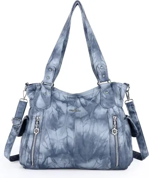 Angel Kiss Handbags for Womens Top-Handle Hobo Purse Roomy Casual Shoulder Bags PU Tote Satchel Purse for Women