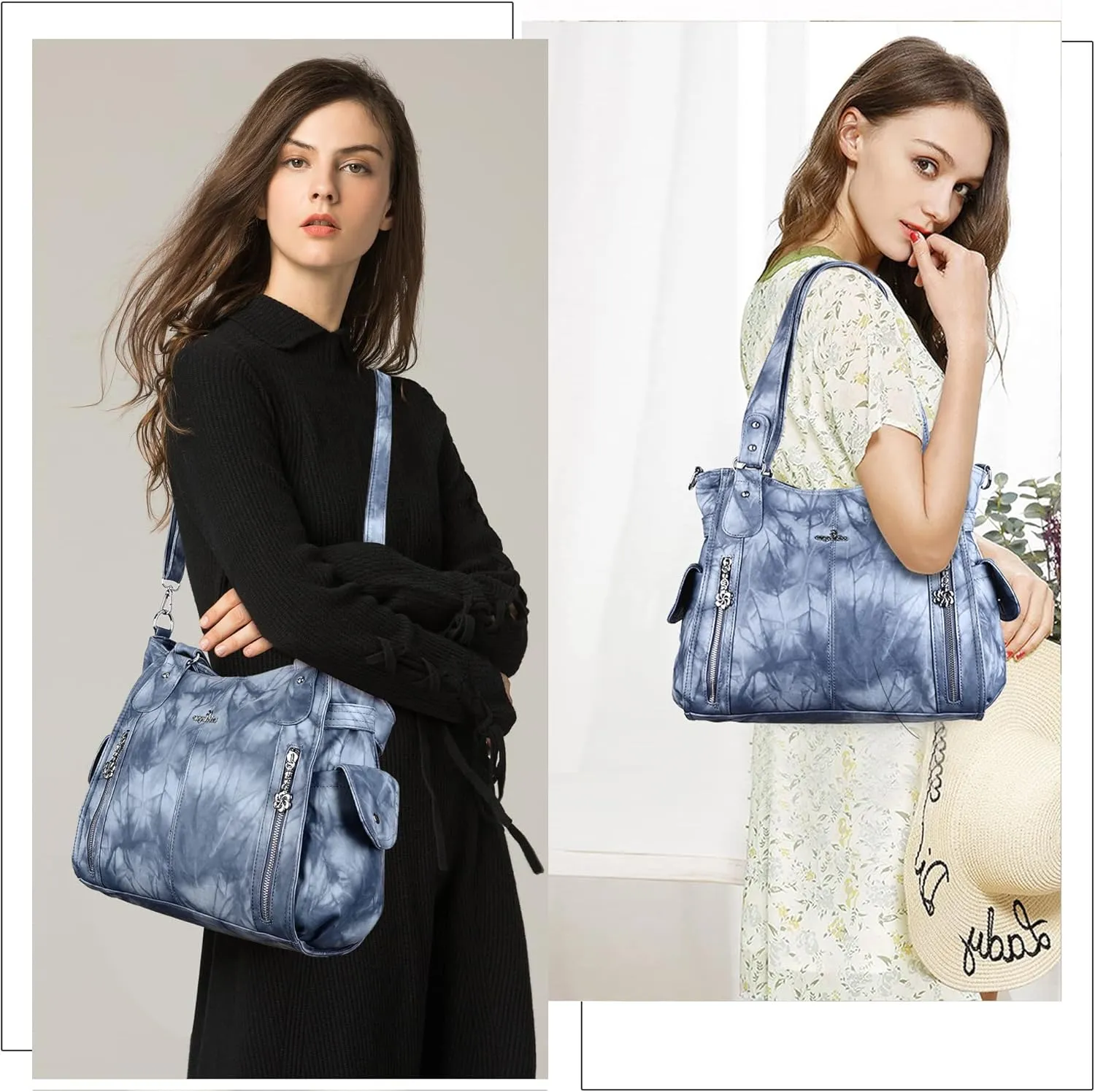 Angel Kiss Handbags for Womens Top-Handle Hobo Purse Roomy Casual Shoulder Bags PU Tote Satchel Purse for Women