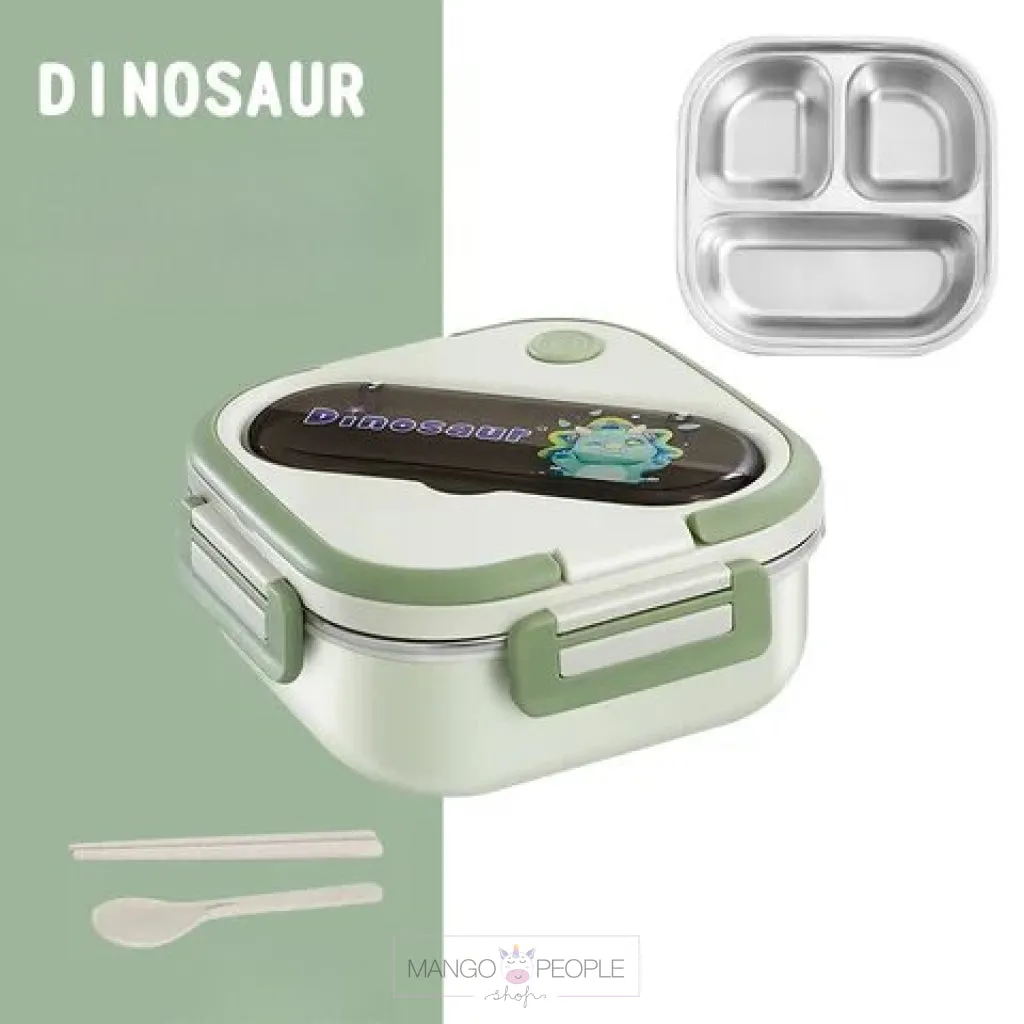 ANIMAL DESIGN STAINLESS STEEL LUNCH BOX WITH SPOON AND CHOPSTICKS - 1000ML