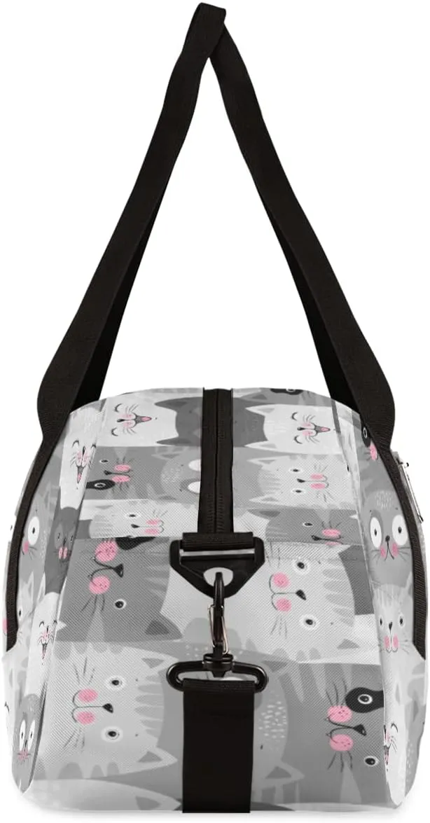 Animal Kids Duffle Bag for Boys & Girls - Dance, Gym, Overnight & School Bag - Grey Kitten Design