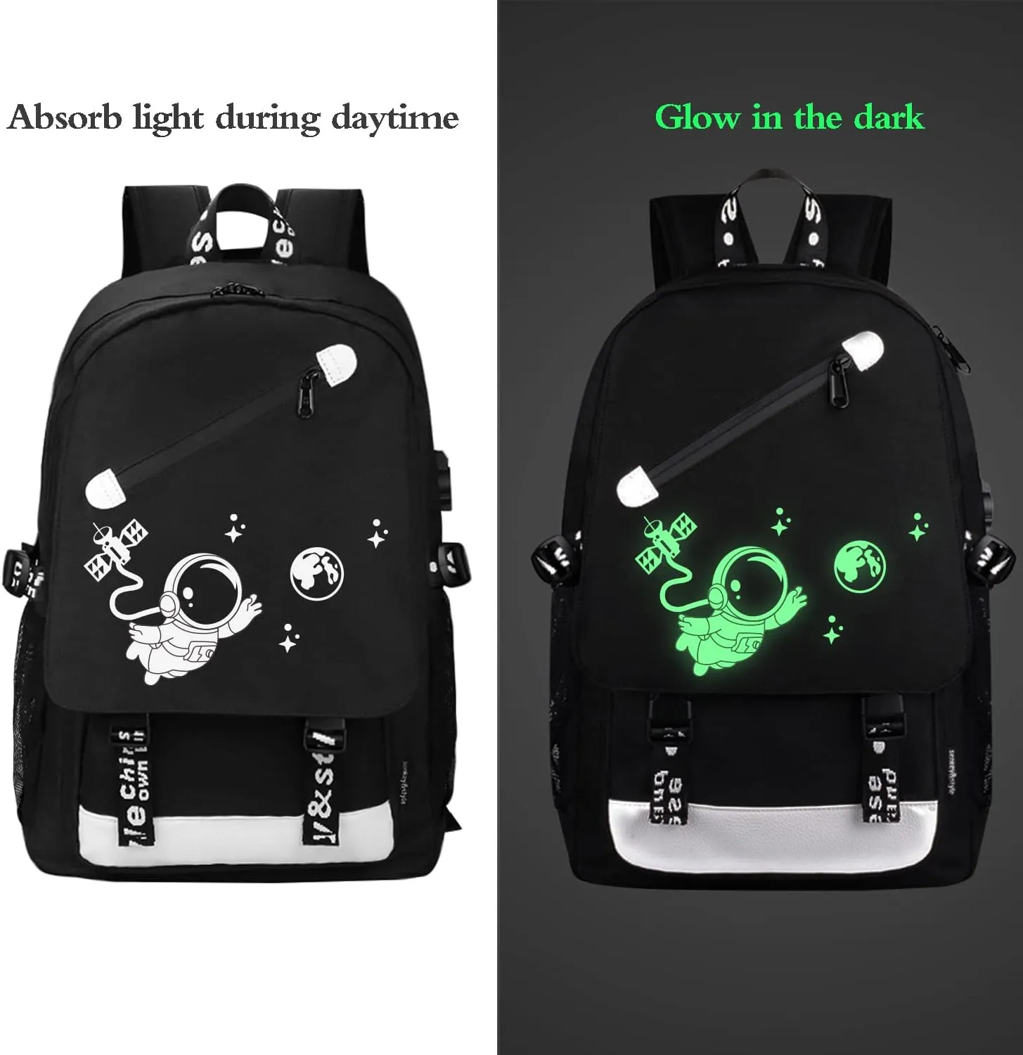 Anime Astronaut Backpack for Boys, School Bags Glow Bookbags for Teenagers