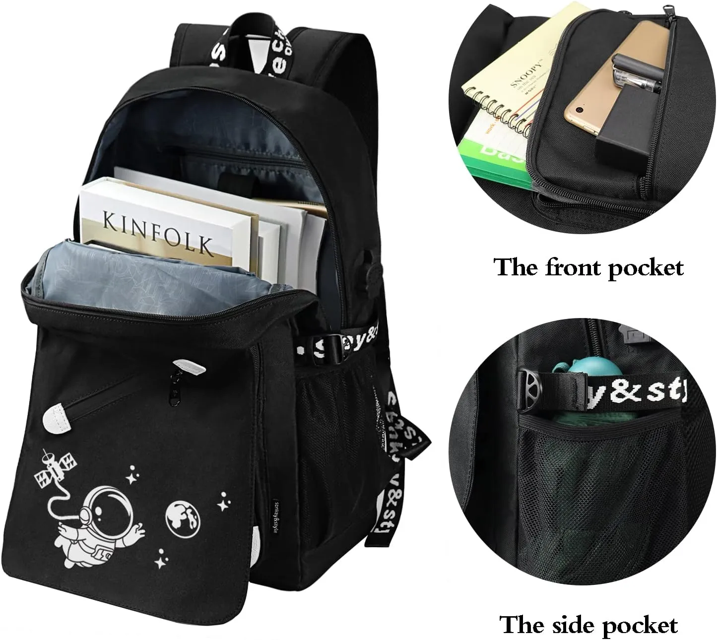 Anime Astronaut Backpack for Boys, School Bags Glow Bookbags for Teenagers