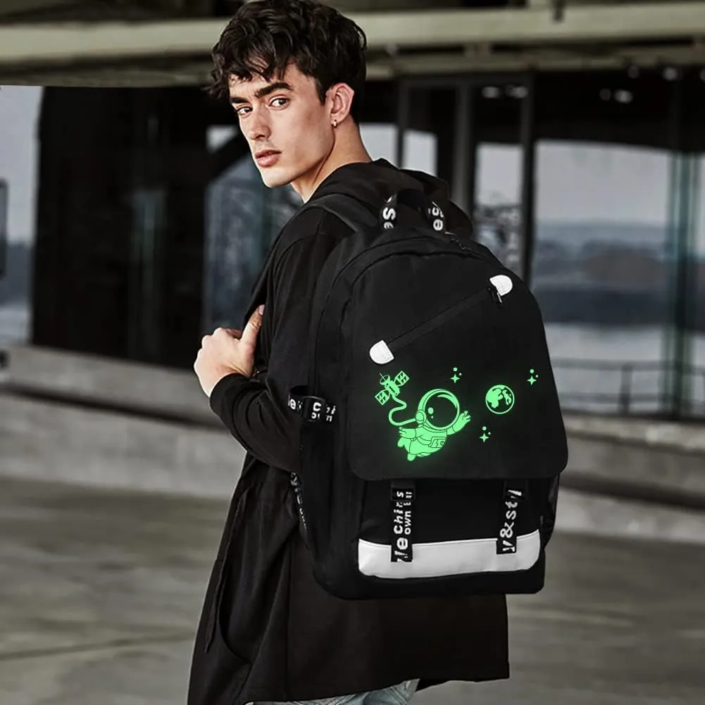 Anime Astronaut Backpack for Boys, School Bags Glow Bookbags for Teenagers