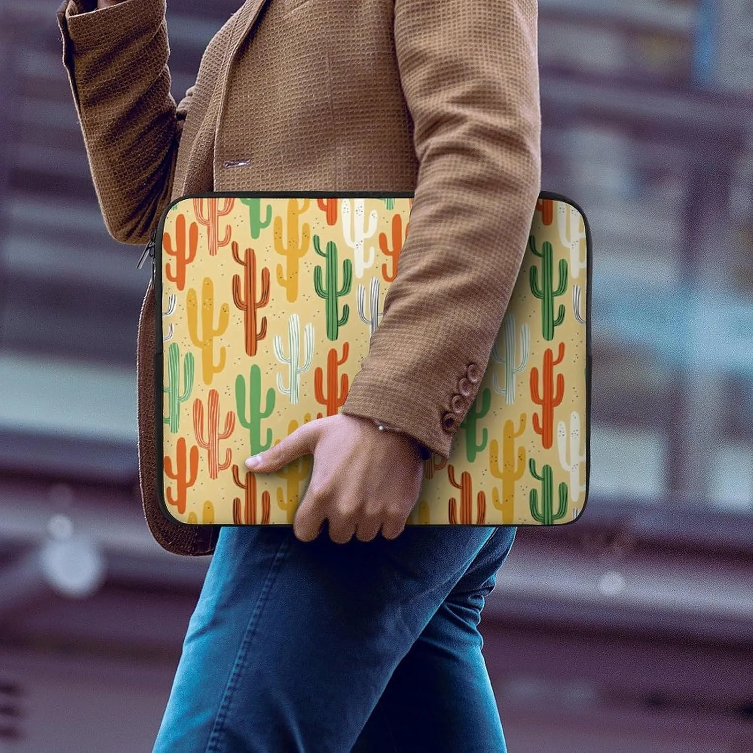 Anime Succulent Cactus Plant Laptop Bag Travel Notebook Laptops Sleeve 12inch for Men Women Computer Shockproof Storage Bag Business Trip Camping Organizer Protective Zipper Carry Case