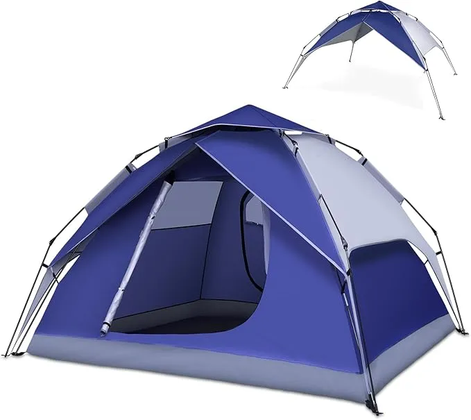 anngrowy Camping Tents 4 Person Instant Pop Up Tent for Camping Waterproof Cabin Tents for Camp Easy Set up 2 in 1 Family Dome Tent with Rainfly Sun Shelter for Hiking & Traveling & Beach