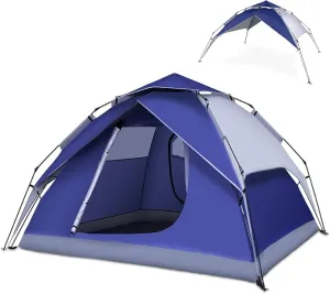 anngrowy Camping Tents 4 Person Instant Pop Up Tent for Camping Waterproof Cabin Tents for Camp Easy Set up 2 in 1 Family Dome Tent with Rainfly Sun Shelter for Hiking & Traveling & Beach