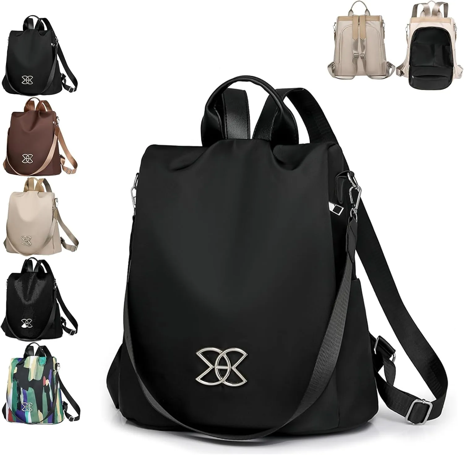 Anti-Theft Large Capacity Backpack for Women, Waterproof Oxford Crossbody Bag with Adjustable Strap for Travel Use (Black)