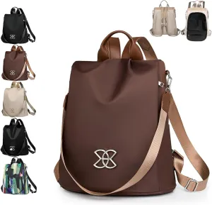Anti-Theft Large Capacity Backpack for Women, Waterproof Oxford Crossbody Bag with Adjustable Strap for Travel Use (Brown)