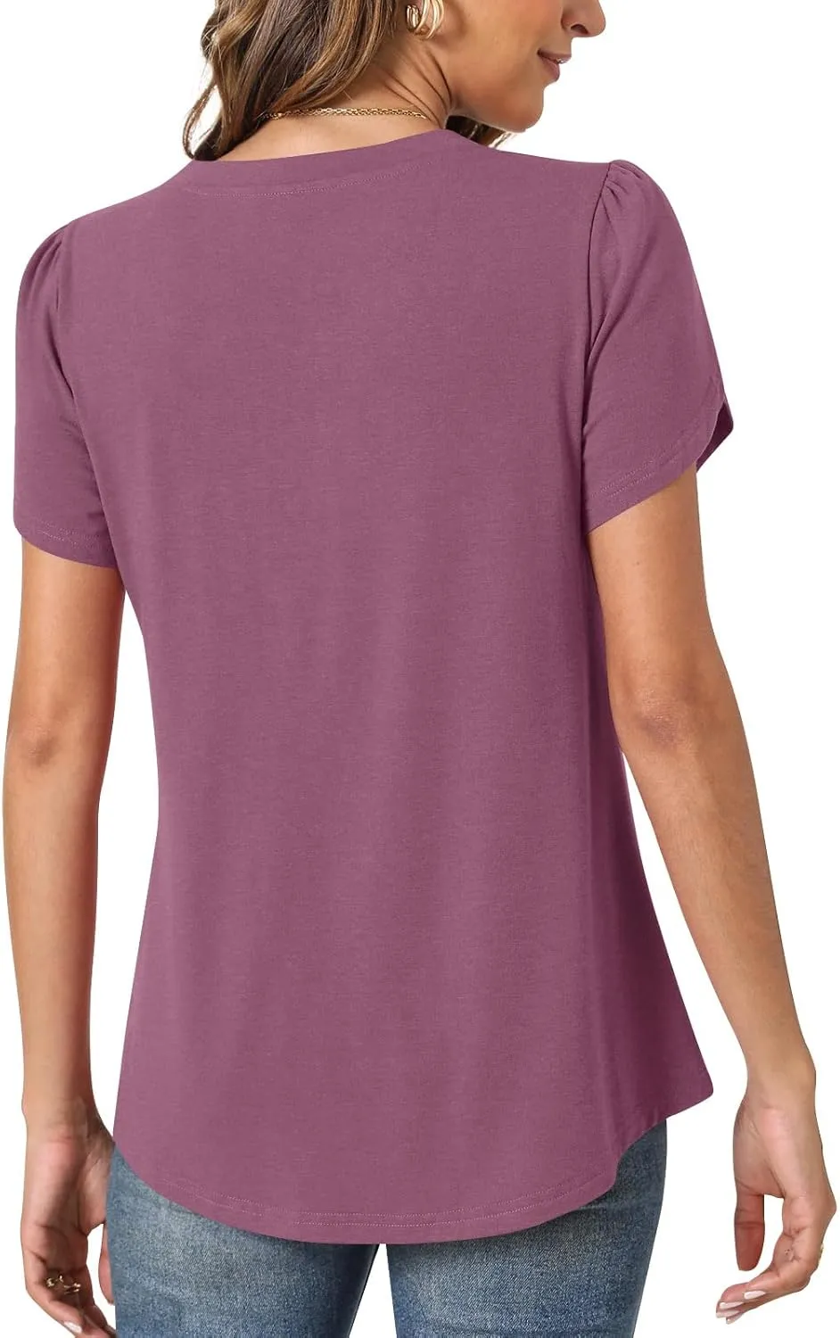 Anyhold Womens Tops Dressy Casual Summer Short Sleeve Blouse Dress Shirt