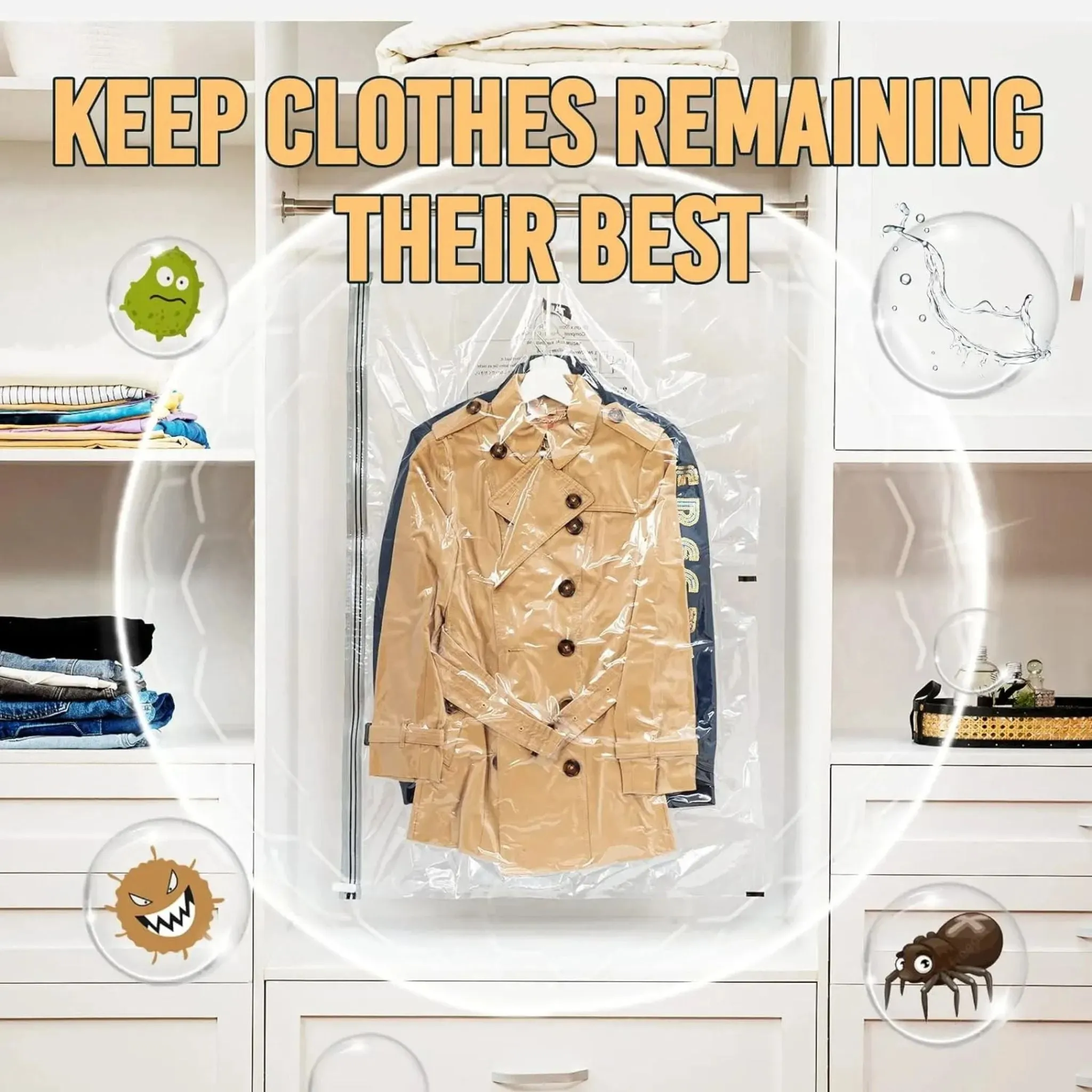 ANYHOUZ Vacuum Storage Bag 1PC Airtight Sealed Hanging Compression Space Saving Closet Organizer