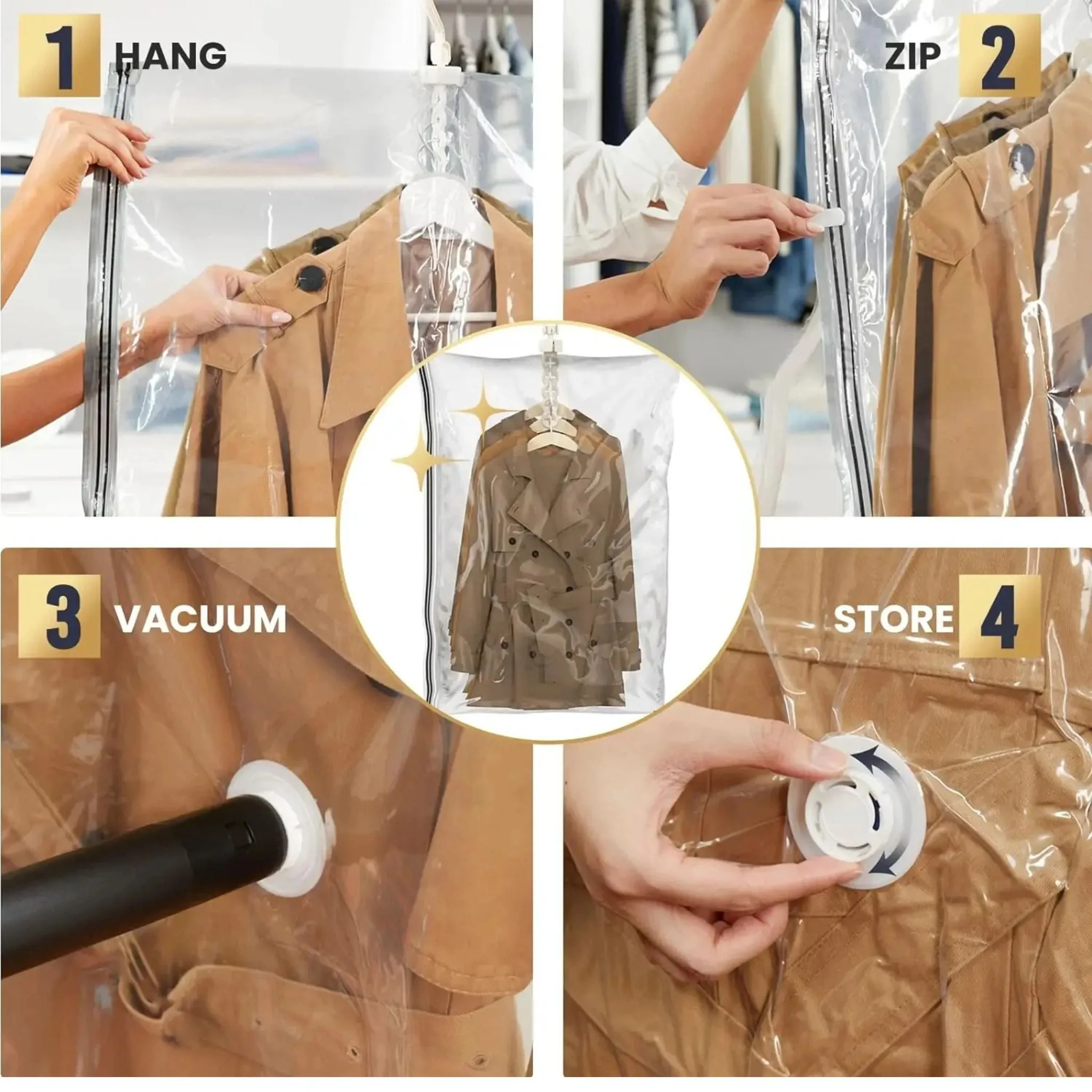 ANYHOUZ Vacuum Storage Bag 1PC Airtight Sealed Hanging Compression Space Saving Closet Organizer