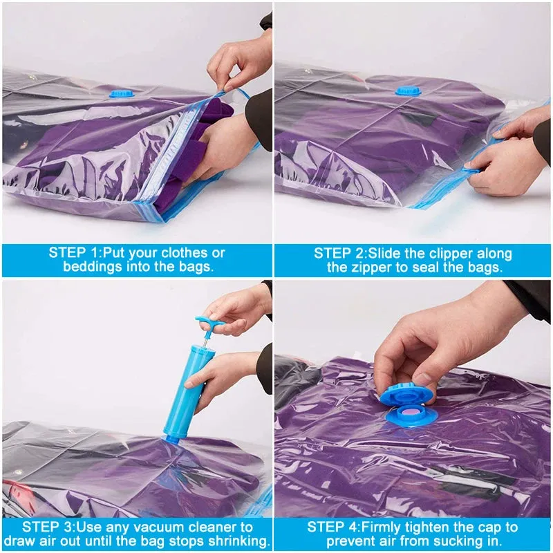 ANYHOUZ Vacuum Storage Bag 3 Pack Airtight Sealed Compression Space Saving Organizer