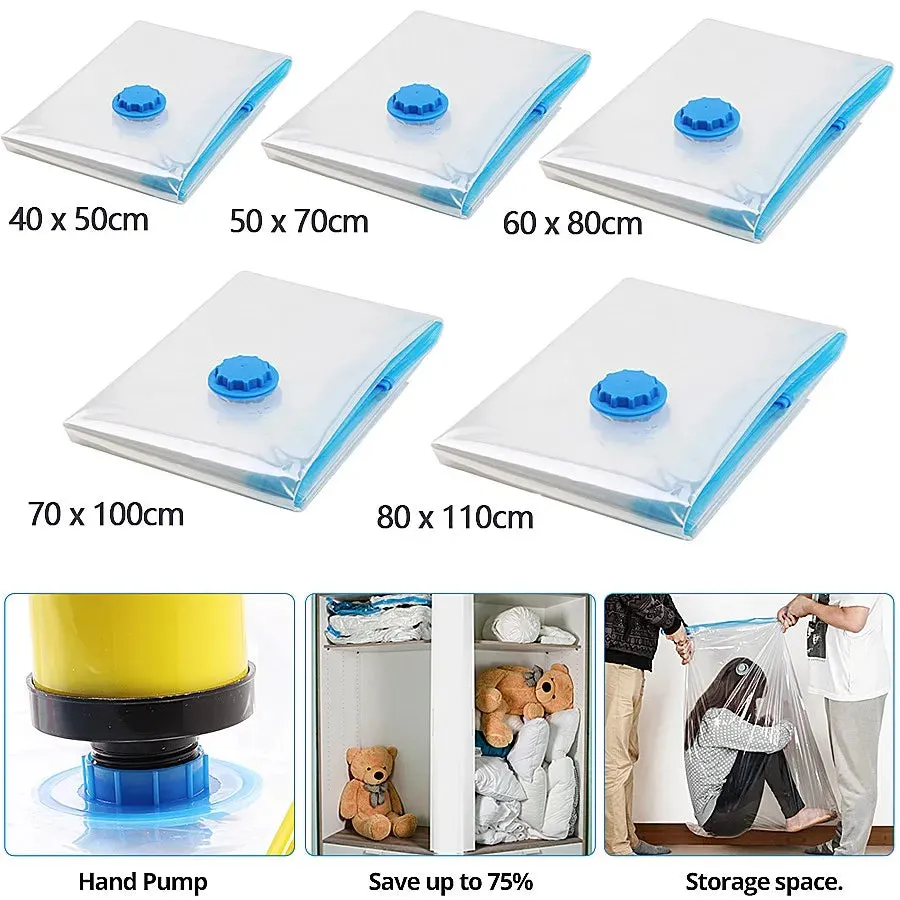 ANYHOUZ Vacuum Storage Bag 3 Pack Airtight Sealed Compression Space Saving Organizer