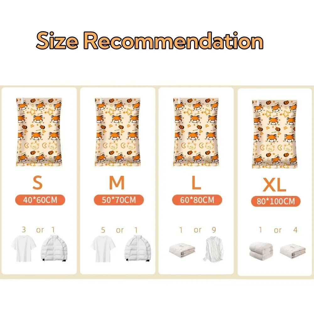 ANYHOUZ Vacuum Storage Bag 3PC Beige Printed Airtight Sealed Compression Space Saving Organizer