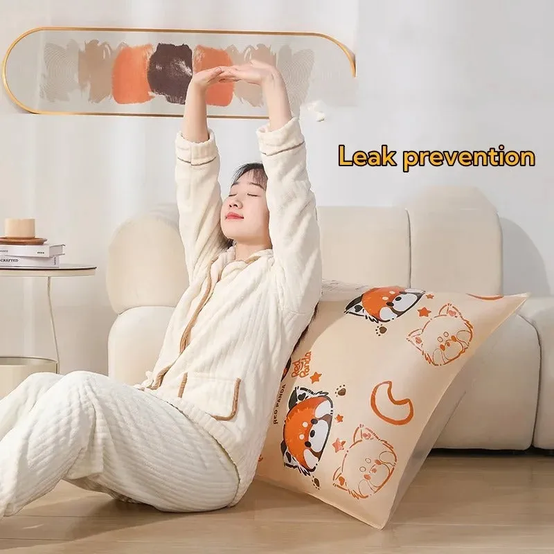 ANYHOUZ Vacuum Storage Bag 3PC Beige Printed Airtight Sealed Compression Space Saving Organizer