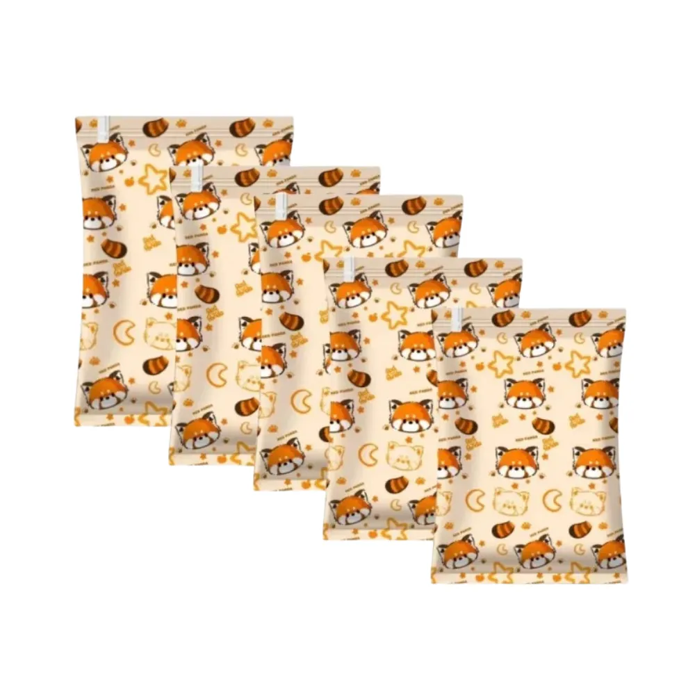ANYHOUZ Vacuum Storage Bag 5PC Beige Printed Airtight Sealed Compression Space Saving Organizer