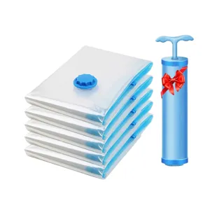 ANYHOUZ Vacuum Storage Bag With Pump 5 Pack Airtight Sealed Compression Space Saving Organizer