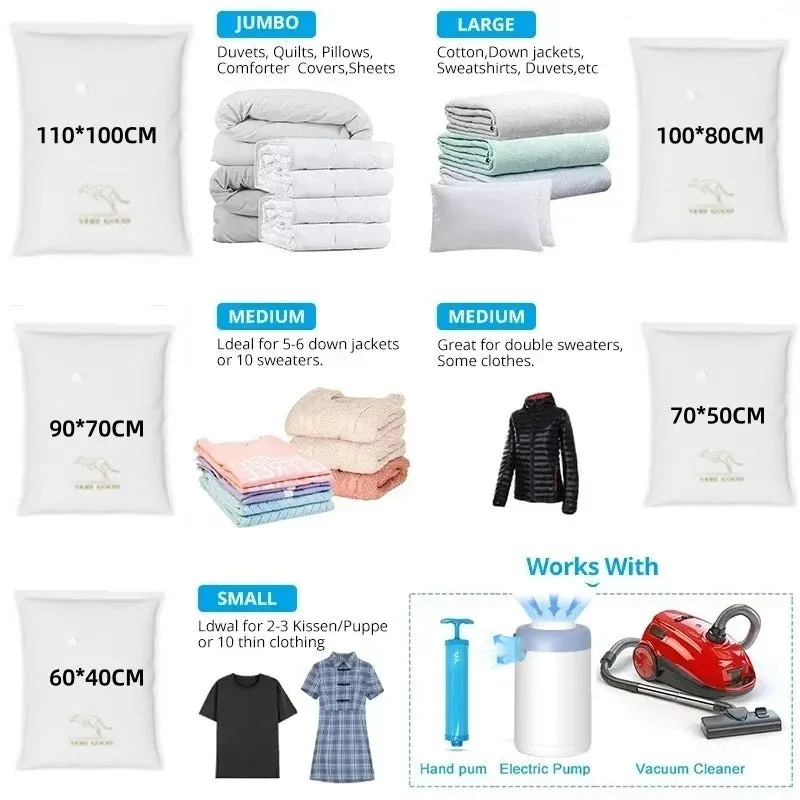 ANYHOUZ Vacuum Storage Bags 3PC White Fabric Airtight Compression Space Saving Organizer