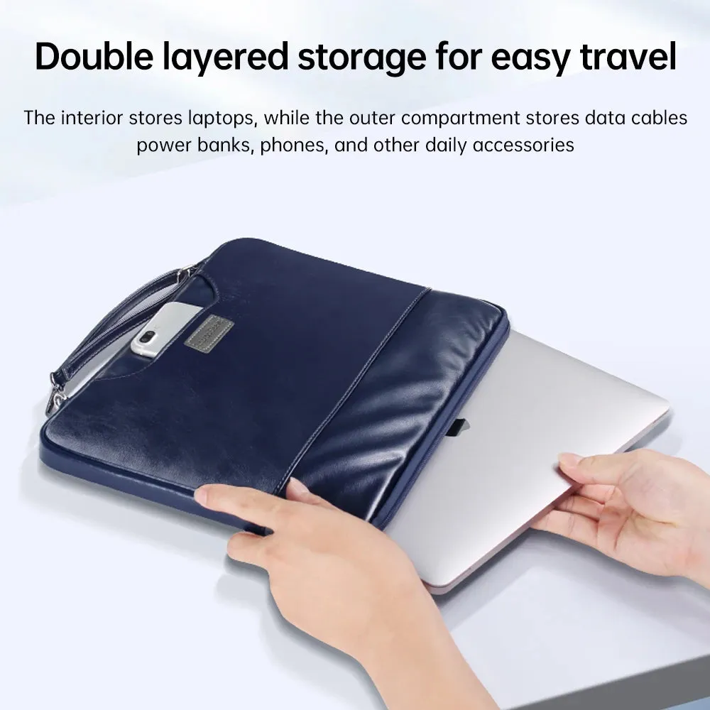 ANYPACK Laptop Handbag Pink Vegan Leather Sleek Protector Durable Lightweight For Travel And Work