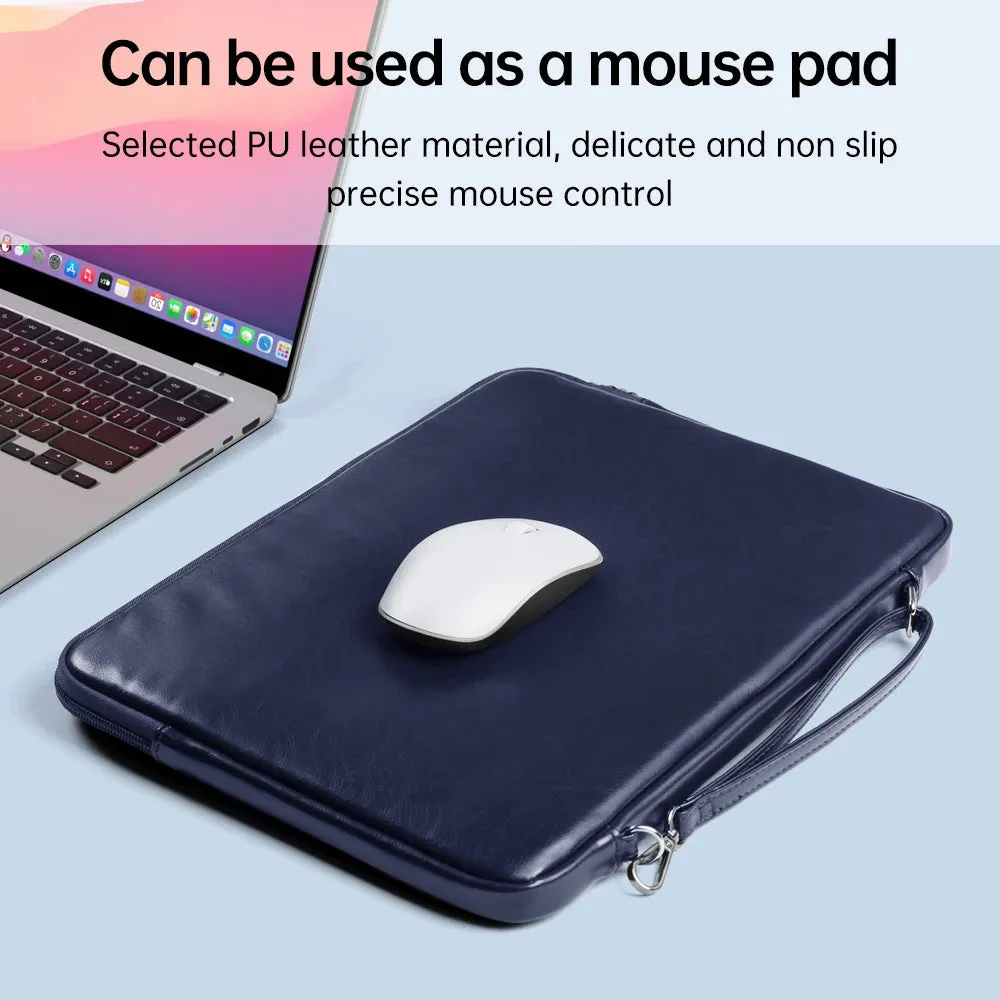 ANYPACK Laptop Handbag Pink Vegan Leather Sleek Protector Durable Lightweight For Travel And Work