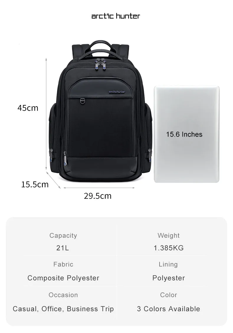 Arctic Hunter i-Braverz Multicompartment Laptop Backpack Business Travel USB Laptop Bag (15.6")