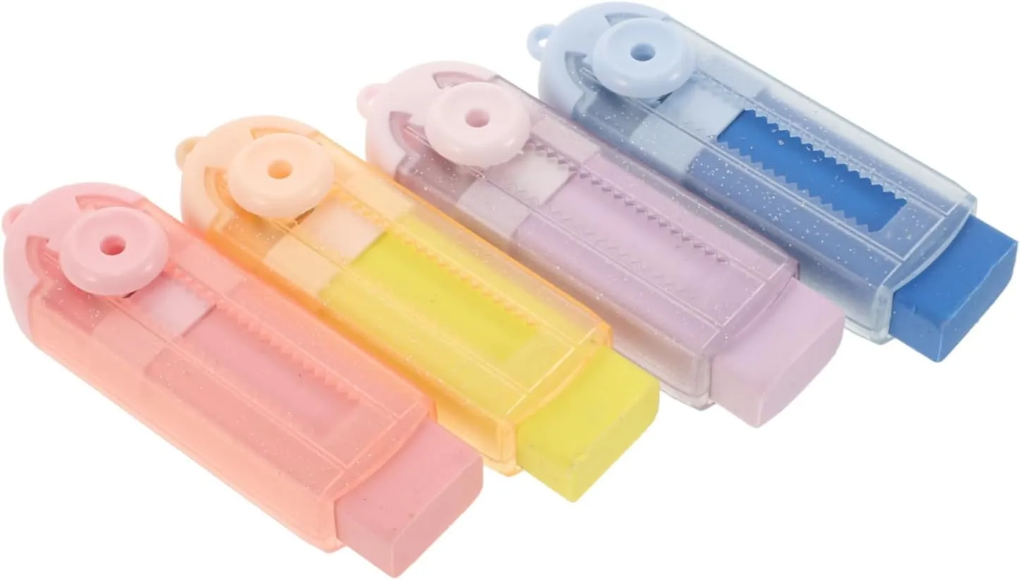 ARTIBETTER 4sets 4pcs Portable Retractable Erasers for Students Multi Use Erasers and Light for School Tests and Office Use 4pcs*4