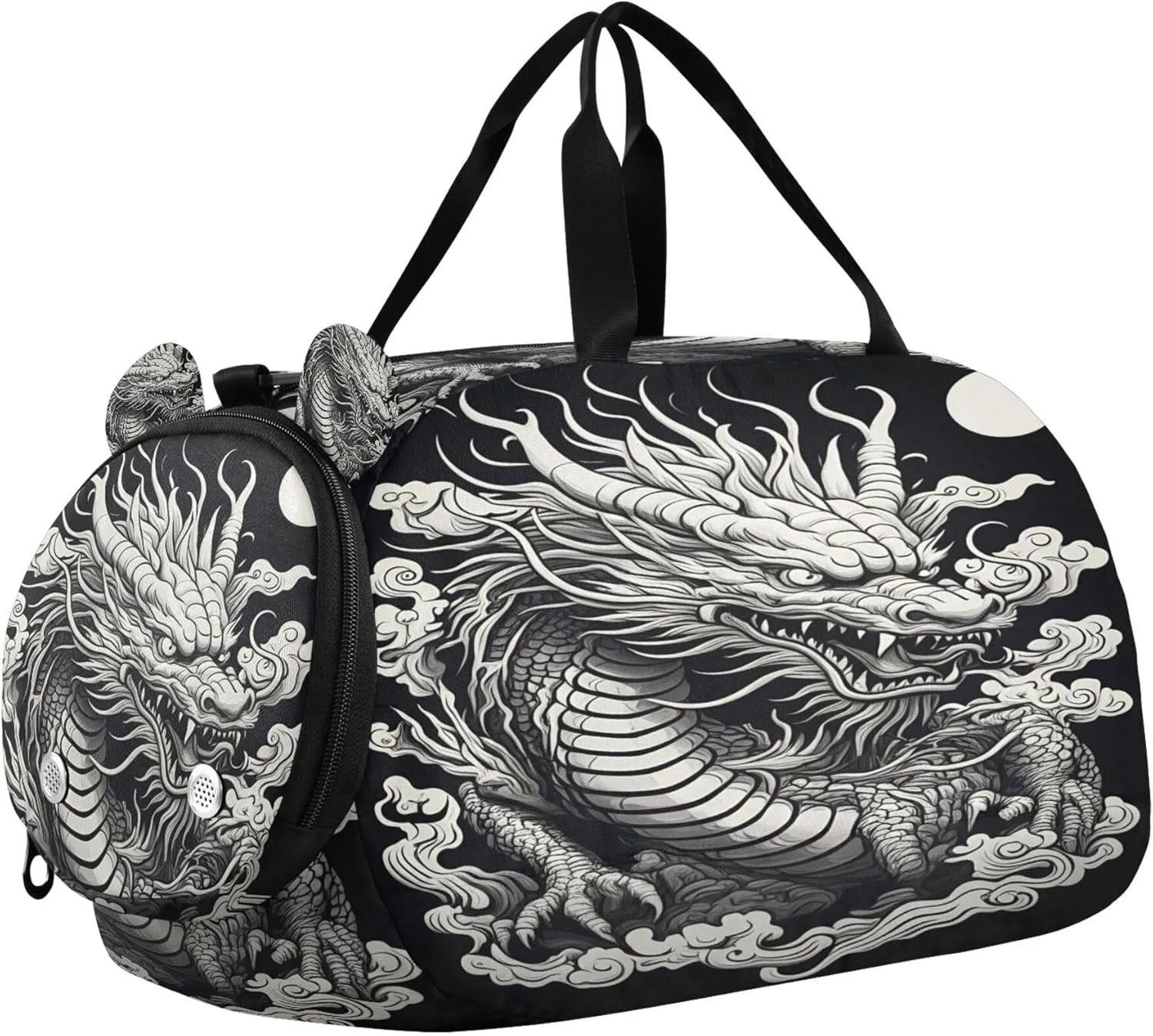 Asian Dragon Youth Sports & Travel Duffle Bag with Shoe Compartment,Waterproof Gym Bag for Girls and Boys (Overnight Essentials Organizer)